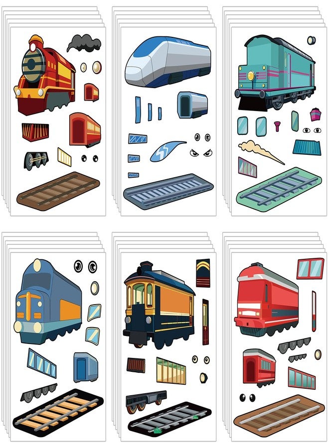 Lemicin 36Pcs Make A Train Stickers for Kids Create Your Own Steam Freight Bullet Trolley Trains Stickers DIY Craft Great Birthday Party Favor Rainy Day Activity for Boy Stick on Bag Books - Image 1
